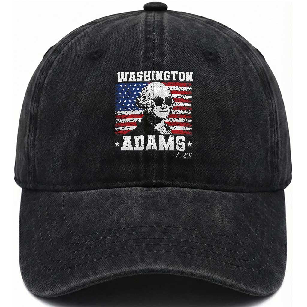 George Washington 1788 Washed Cotton Baseball Cap Funny 4th of July Retro President Campaign USA Flag