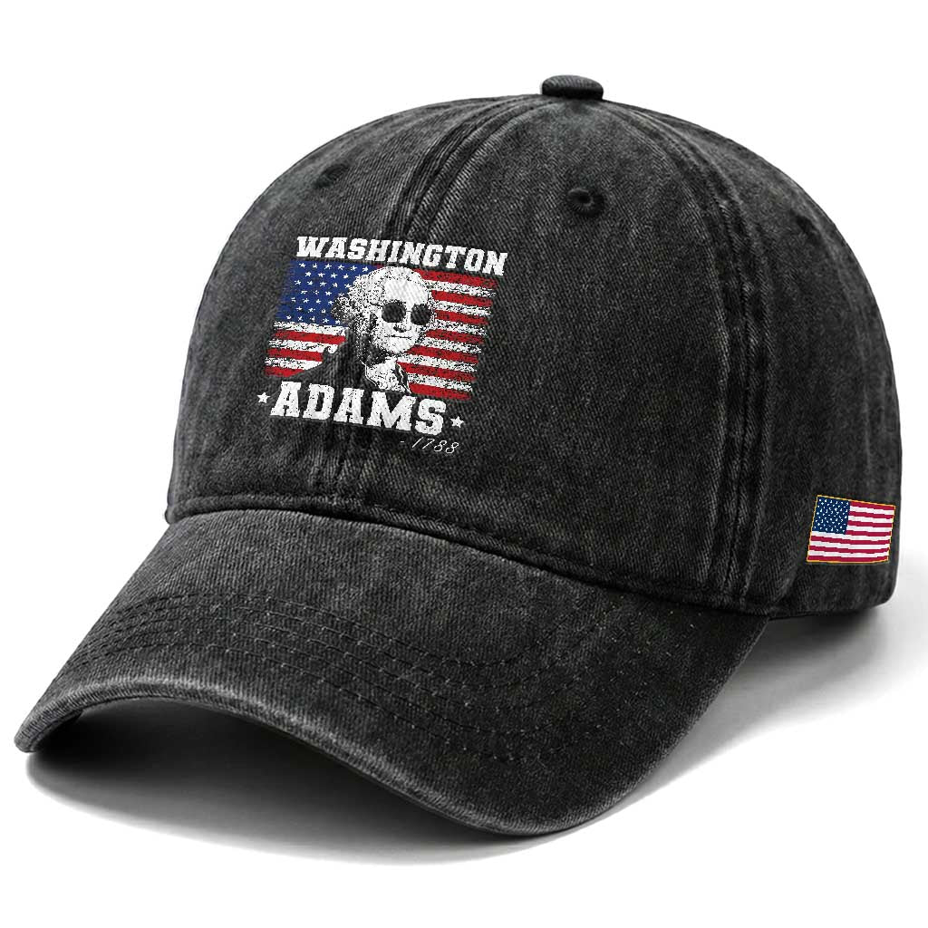 George Washington 1788 Washed Cotton Baseball Cap Funny 4th of July Retro President Campaign USA Flag