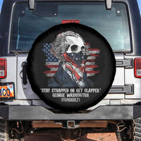 Funny 4th Of July Spare Tire Cover George Washington Stay Strapped Or Get Clapped USA Flag - Wonder Print Shop