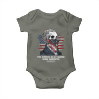 Funny 4th Of July Baby Onesie George Washington Stay Strapped Or Get Clapped USA Flag - Wonder Print Shop