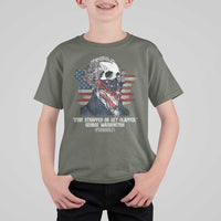 Funny 4th Of July T Shirt For Kid George Washington Stay Strapped Or Get Clapped USA Flag - Wonder Print Shop