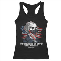 Funny 4th Of July Racerback Tank Top George Washington Stay Strapped Or Get Clapped USA Flag - Wonder Print Shop