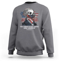 Funny 4th Of July Sweatshirt George Washington Stay Strapped Or Get Clapped USA Flag - Wonder Print Shop