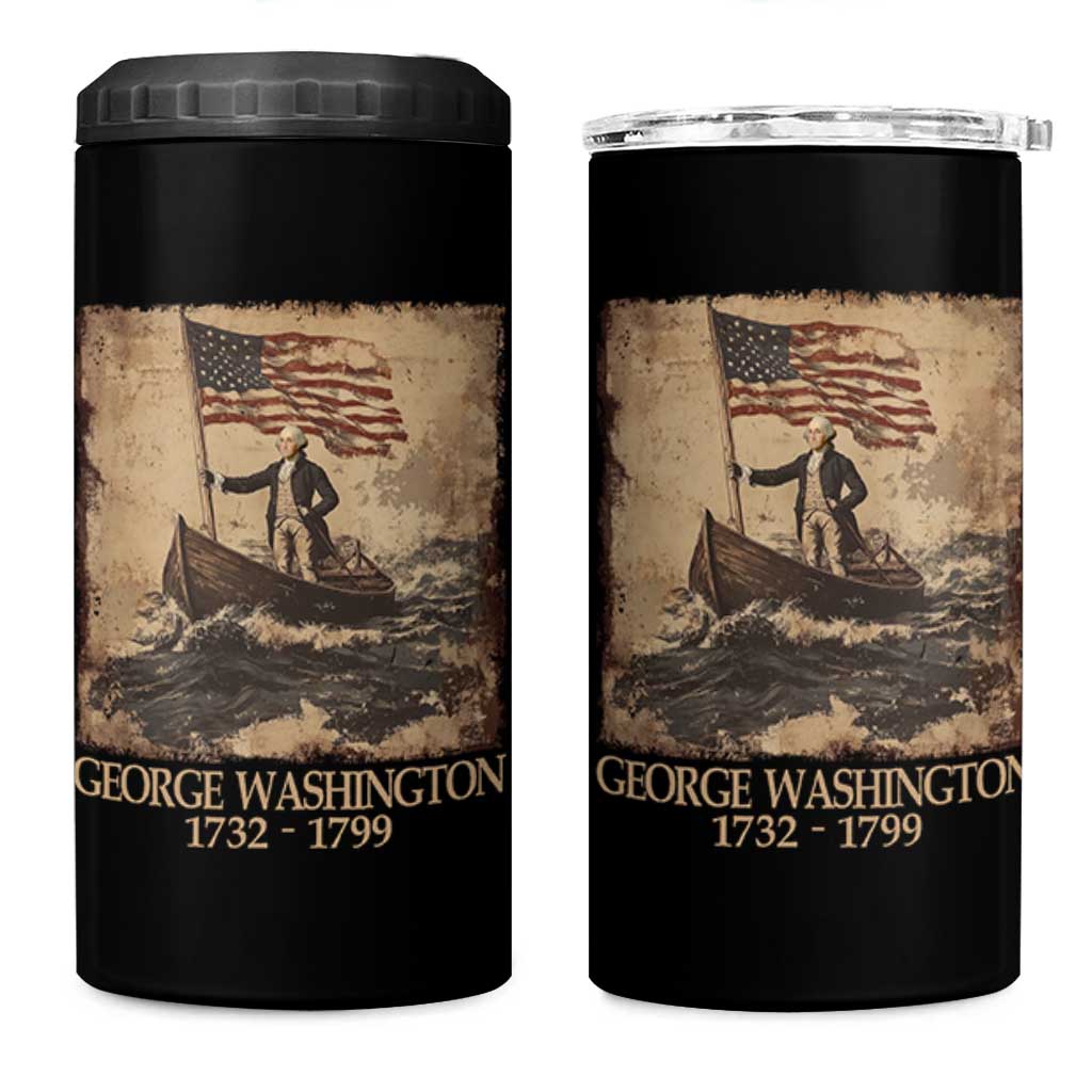 Vintage George Washington 4 in 1 Can Cooler Tumbler 4th Of July Patriotic Gift - Wonder Print Shop