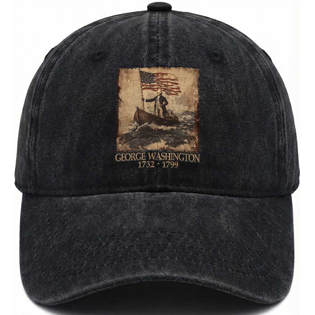 Vintage George Washington Washed Cotton Baseball Cap 4th Of July Patriotic Gift