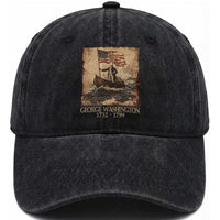 Vintage George Washington Washed Cotton Baseball Cap 4th Of July Patriotic Gift