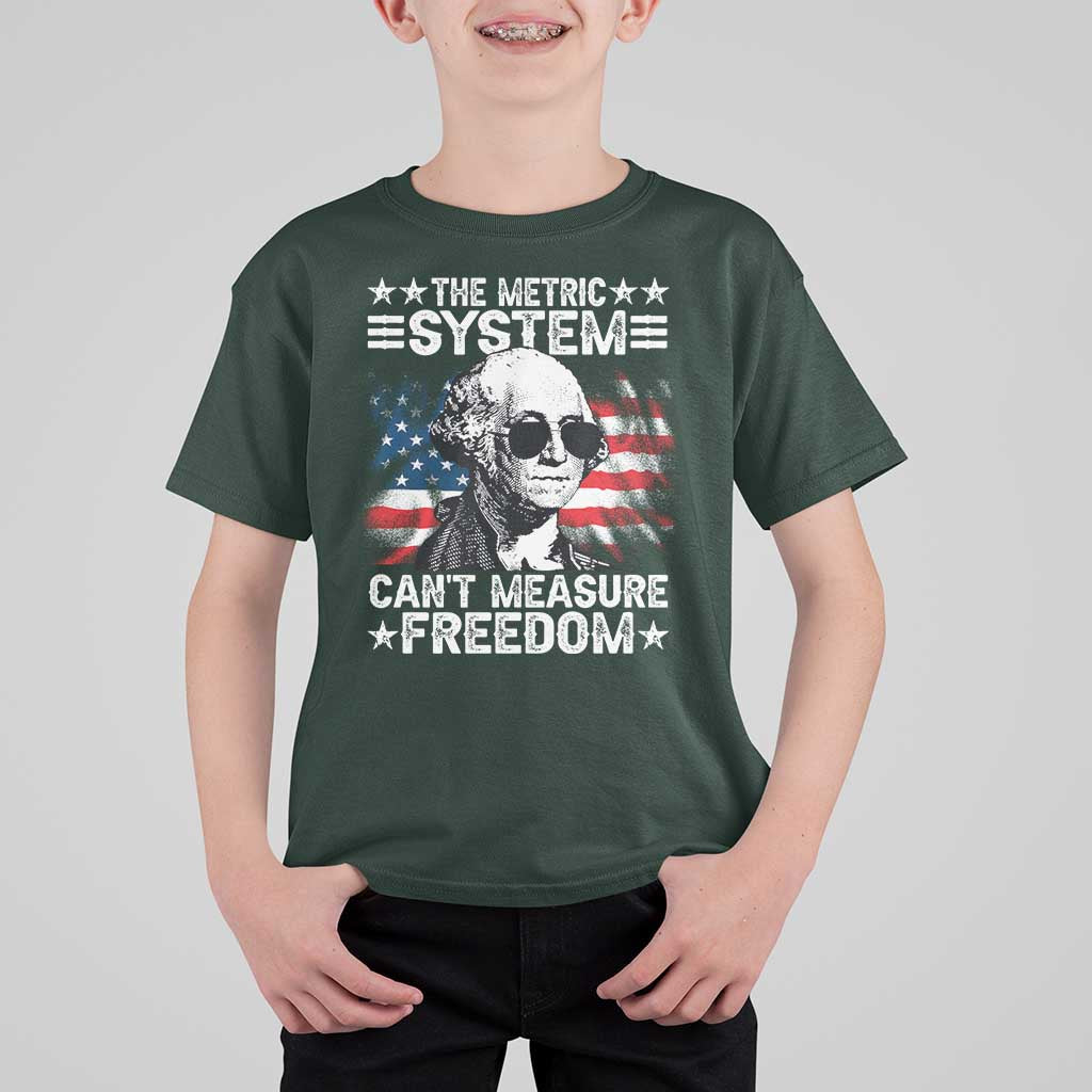 Funny 4th of July The Metric System Can't Measure Freedom T Shirt For Kid George Washington American Flag - Wonder Print Shop