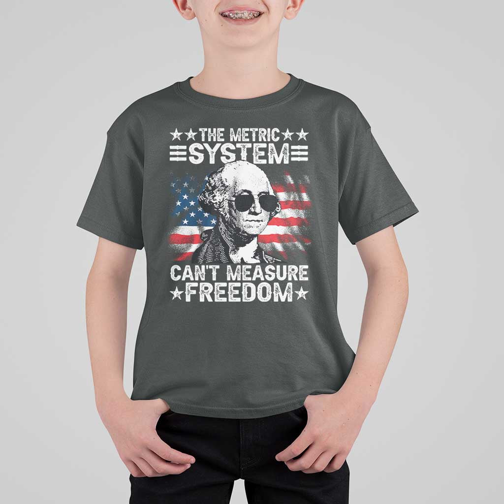 Funny 4th of July The Metric System Can't Measure Freedom T Shirt For Kid George Washington American Flag - Wonder Print Shop