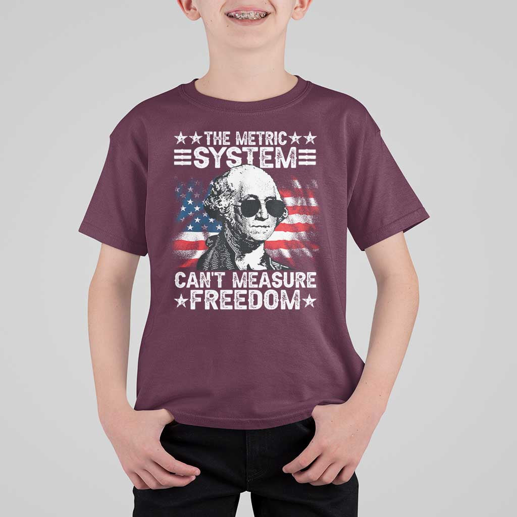 Funny 4th of July The Metric System Can't Measure Freedom T Shirt For Kid George Washington American Flag - Wonder Print Shop