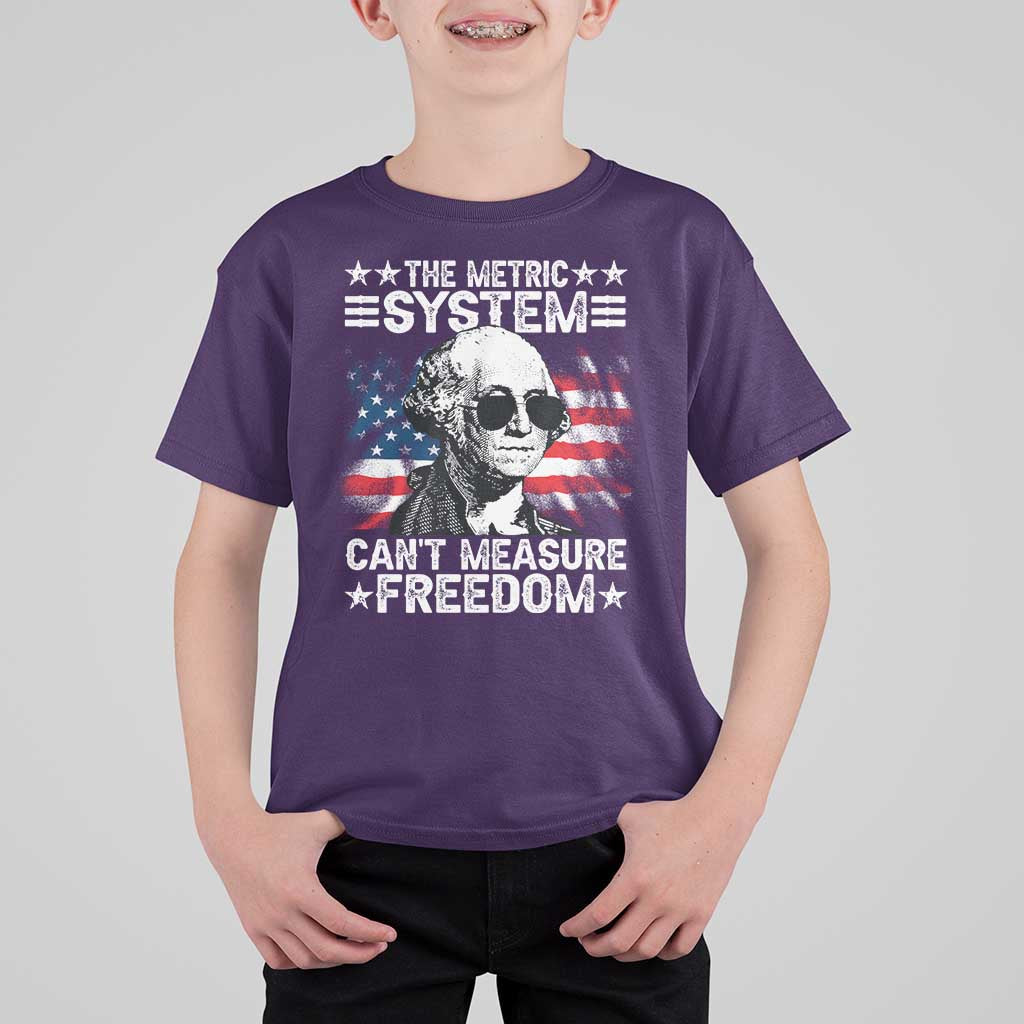 Funny 4th of July The Metric System Can't Measure Freedom T Shirt For Kid George Washington American Flag - Wonder Print Shop