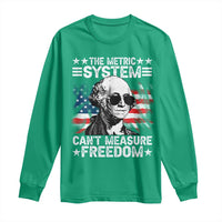 Funny 4th of July The Metric System Can't Measure Freedom Long Sleeve Shirt George Washington American Flag - Wonder Print Shop