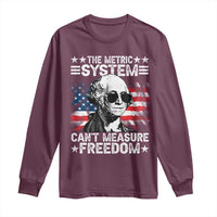 Funny 4th of July The Metric System Can't Measure Freedom Long Sleeve Shirt George Washington American Flag - Wonder Print Shop