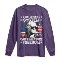 Funny 4th of July The Metric System Can't Measure Freedom Long Sleeve Shirt George Washington American Flag - Wonder Print Shop