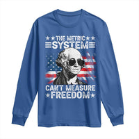 Funny 4th of July The Metric System Can't Measure Freedom Long Sleeve Shirt George Washington American Flag - Wonder Print Shop