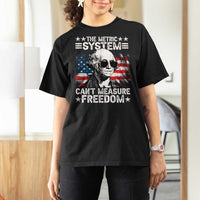 Funny 4th of July The Metric System Can't Measure Freedom T Shirt For Women George Washington American Flag - Wonder Print Shop