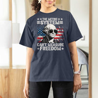 Funny 4th of July The Metric System Can't Measure Freedom T Shirt For Women George Washington American Flag - Wonder Print Shop