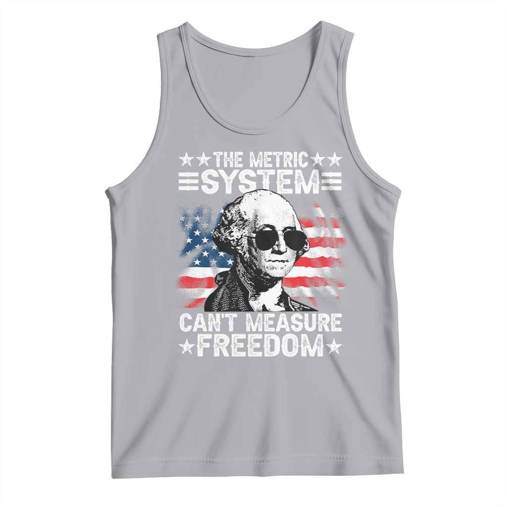Funny 4th of July The Metric System Can't Measure Freedom Tank Top George Washington American Flag - Wonder Print Shop