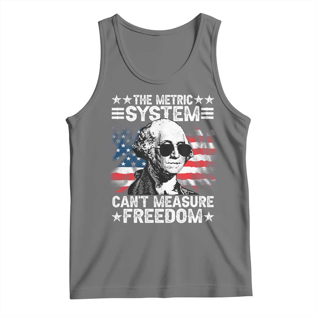 Funny 4th of July The Metric System Can't Measure Freedom Tank Top George Washington American Flag - Wonder Print Shop