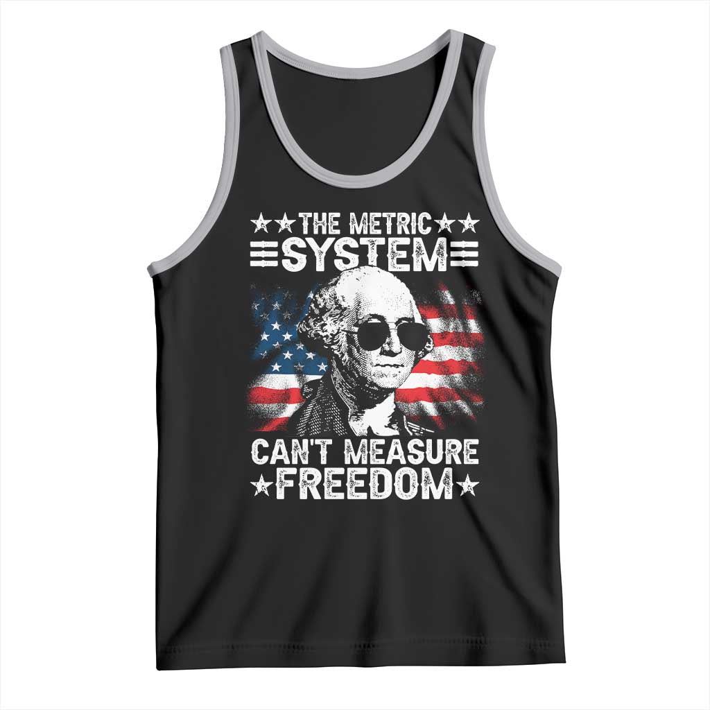 Funny 4th of July The Metric System Can't Measure Freedom Tank Top George Washington American Flag - Wonder Print Shop