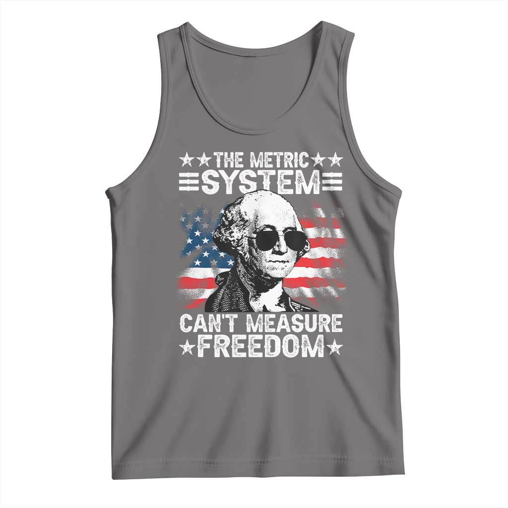 Funny 4th of July The Metric System Can't Measure Freedom Tank Top George Washington American Flag - Wonder Print Shop