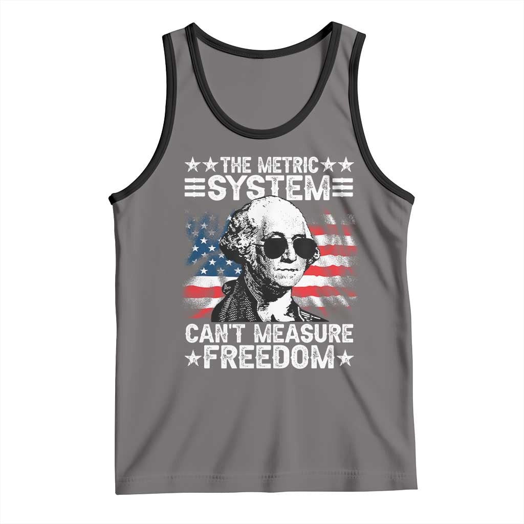 Funny 4th of July The Metric System Can't Measure Freedom Tank Top George Washington American Flag - Wonder Print Shop