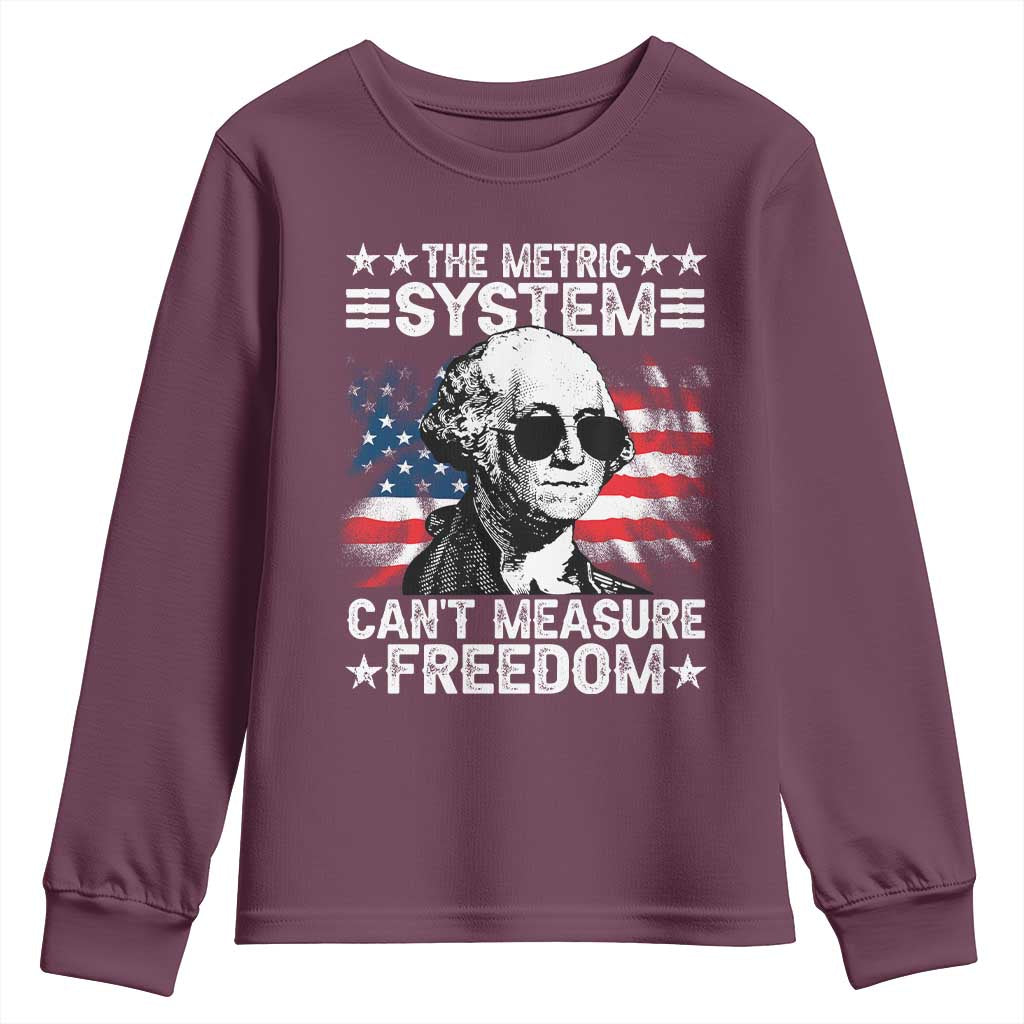Funny 4th of July The Metric System Can't Measure Freedom Youth Sweatshirt George Washington American Flag - Wonder Print Shop