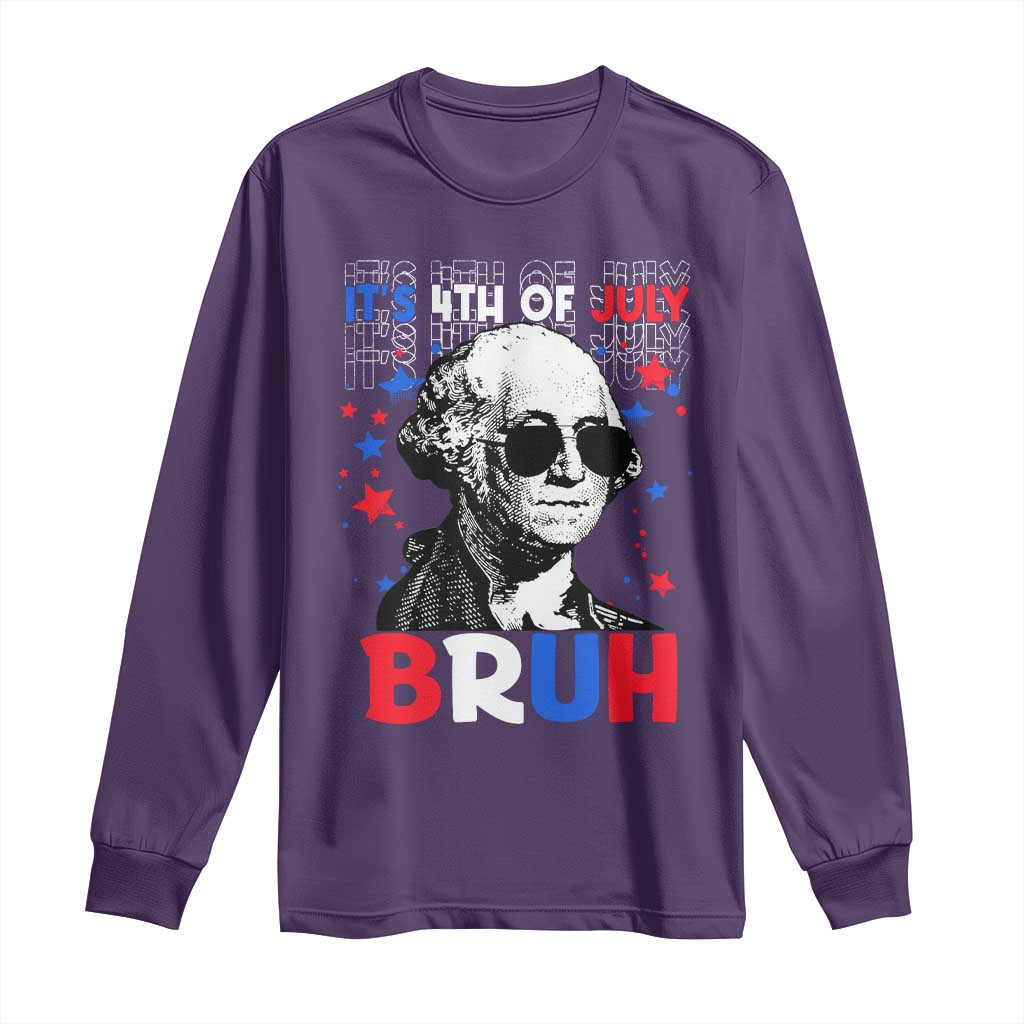 4th of July George Washington Bruh Long Sleeve Shirt - Wonder Print Shop