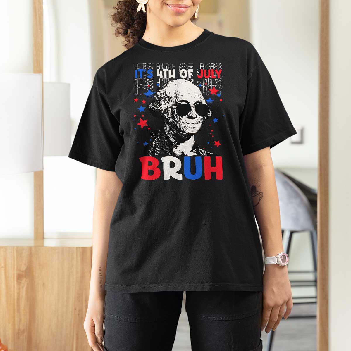 4th of July George Washington Bruh T Shirt For Women - Wonder Print Shop