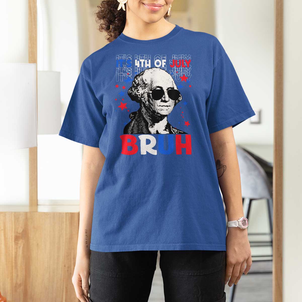 4th of July George Washington Bruh T Shirt For Women - Wonder Print Shop