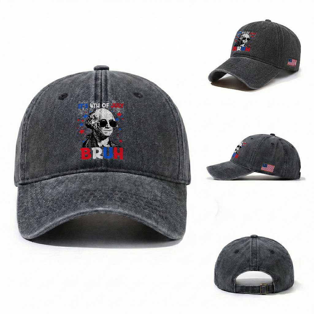 4th of July George Washington Bruh Washed Cotton Baseball Cap