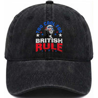 George Washington 4th of July Washed Cotton Baseball Cap Too Cool For British Rule Red White and Blue