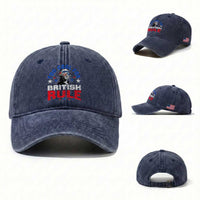 George Washington 4th of July Washed Cotton Baseball Cap Too Cool For British Rule Red White and Blue