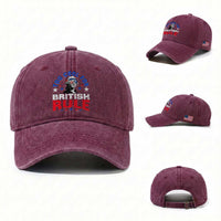 George Washington 4th of July Washed Cotton Baseball Cap Too Cool For British Rule Red White and Blue