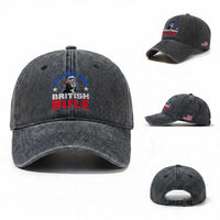 George Washington 4th of July Washed Cotton Baseball Cap Too Cool For British Rule Red White and Blue