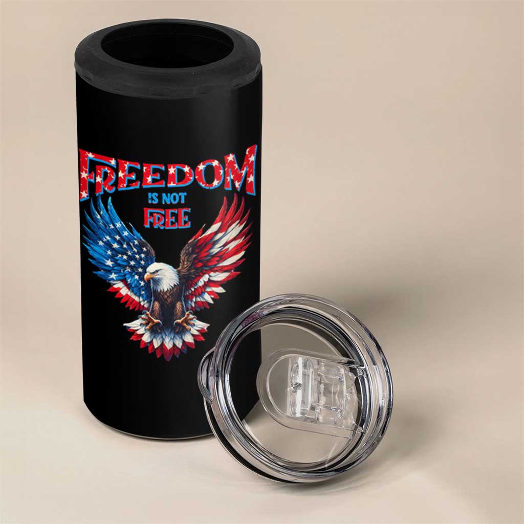American Flag Bald Eagle 4 in 1 Can Cooler Tumbler Patriotic Eagle 4th of July Freedom Is Not Free - Wonder Print Shop