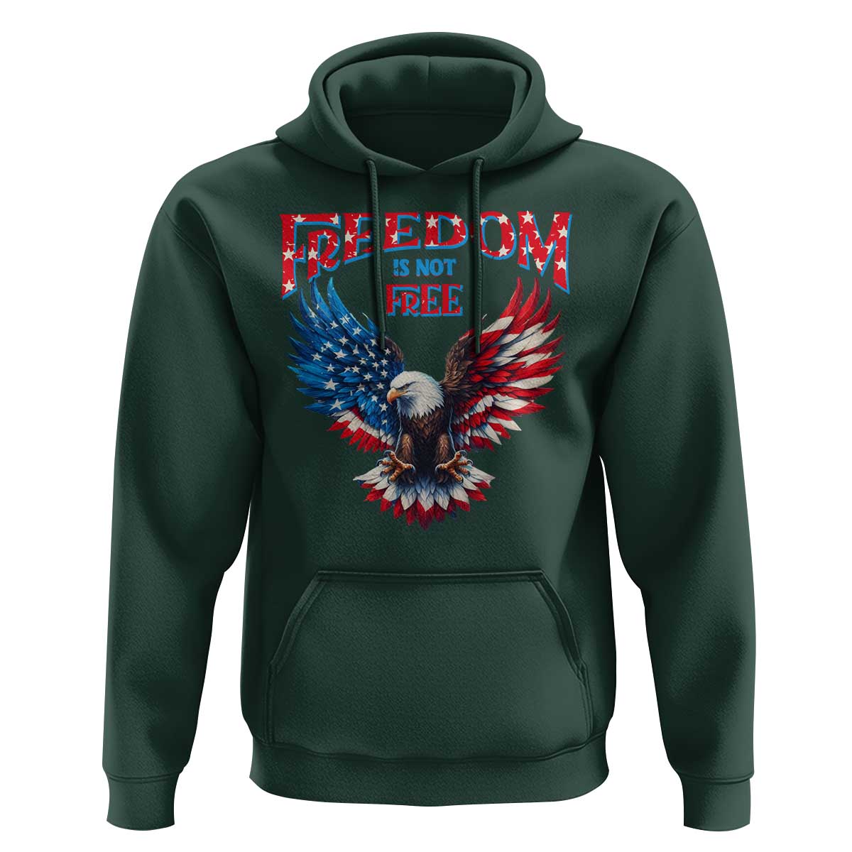 American Flag Bald Eagle Hoodie Patriotic Eagle 4th of July Freedom Is Not Free - Wonder Print Shop