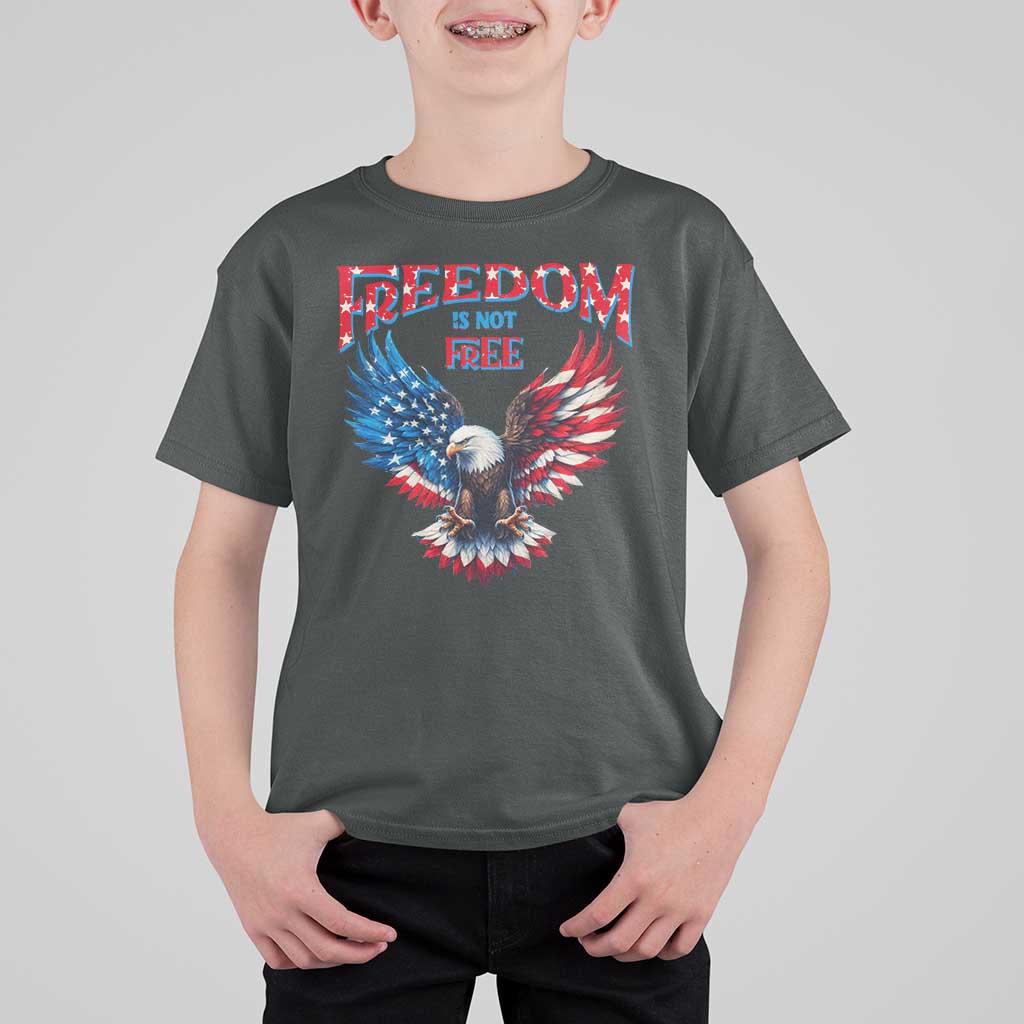 American Flag Bald Eagle T Shirt For Kid Patriotic Eagle 4th of July Freedom Is Not Free - Wonder Print Shop
