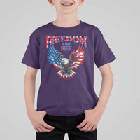 American Flag Bald Eagle T Shirt For Kid Patriotic Eagle 4th of July Freedom Is Not Free - Wonder Print Shop