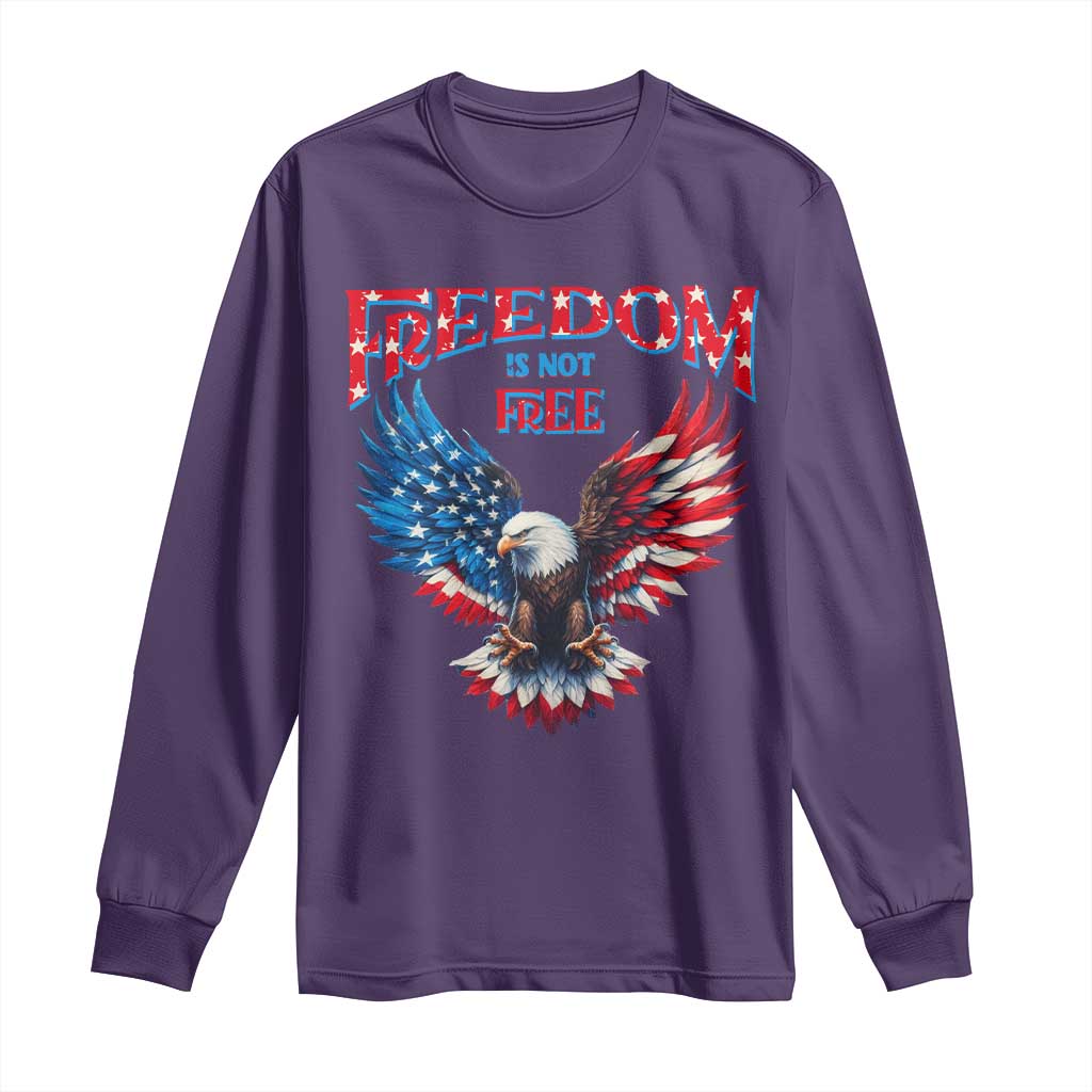 American Flag Bald Eagle Long Sleeve Shirt Patriotic Eagle 4th of July Freedom Is Not Free - Wonder Print Shop