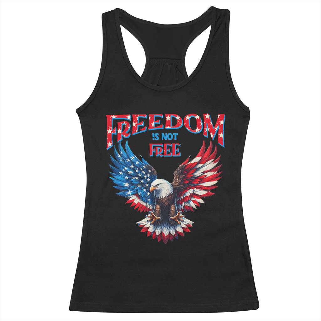 American Flag Bald Eagle Racerback Tank Top Patriotic Eagle 4th of July Freedom Is Not Free - Wonder Print Shop