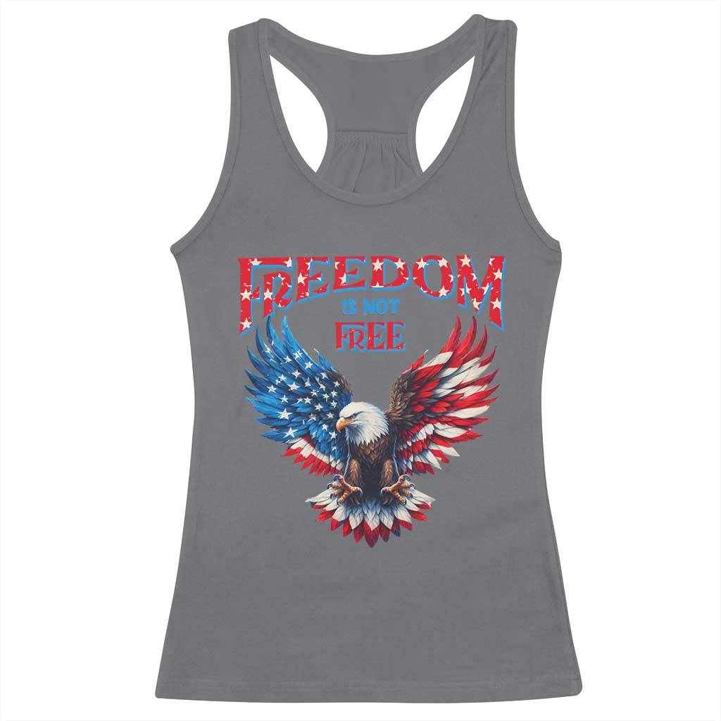 American Flag Bald Eagle Racerback Tank Top Patriotic Eagle 4th of July Freedom Is Not Free - Wonder Print Shop
