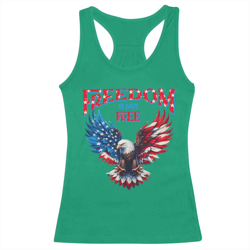 American Flag Bald Eagle Racerback Tank Top Patriotic Eagle 4th of July Freedom Is Not Free - Wonder Print Shop