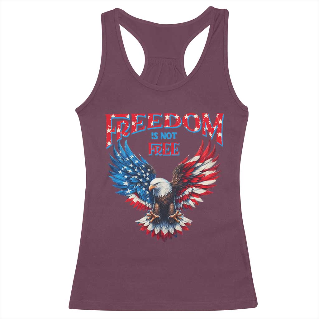 American Flag Bald Eagle Racerback Tank Top Patriotic Eagle 4th of July Freedom Is Not Free - Wonder Print Shop