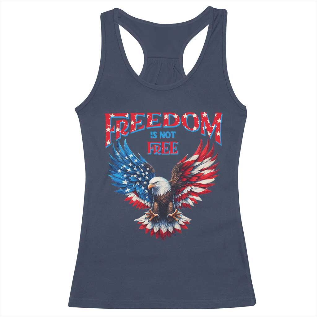 American Flag Bald Eagle Racerback Tank Top Patriotic Eagle 4th of July Freedom Is Not Free - Wonder Print Shop
