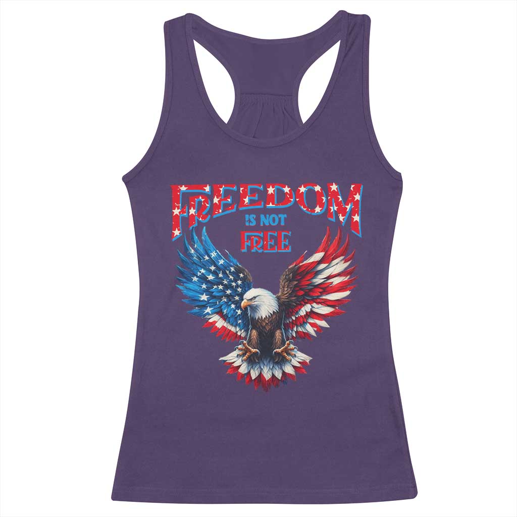 American Flag Bald Eagle Racerback Tank Top Patriotic Eagle 4th of July Freedom Is Not Free - Wonder Print Shop
