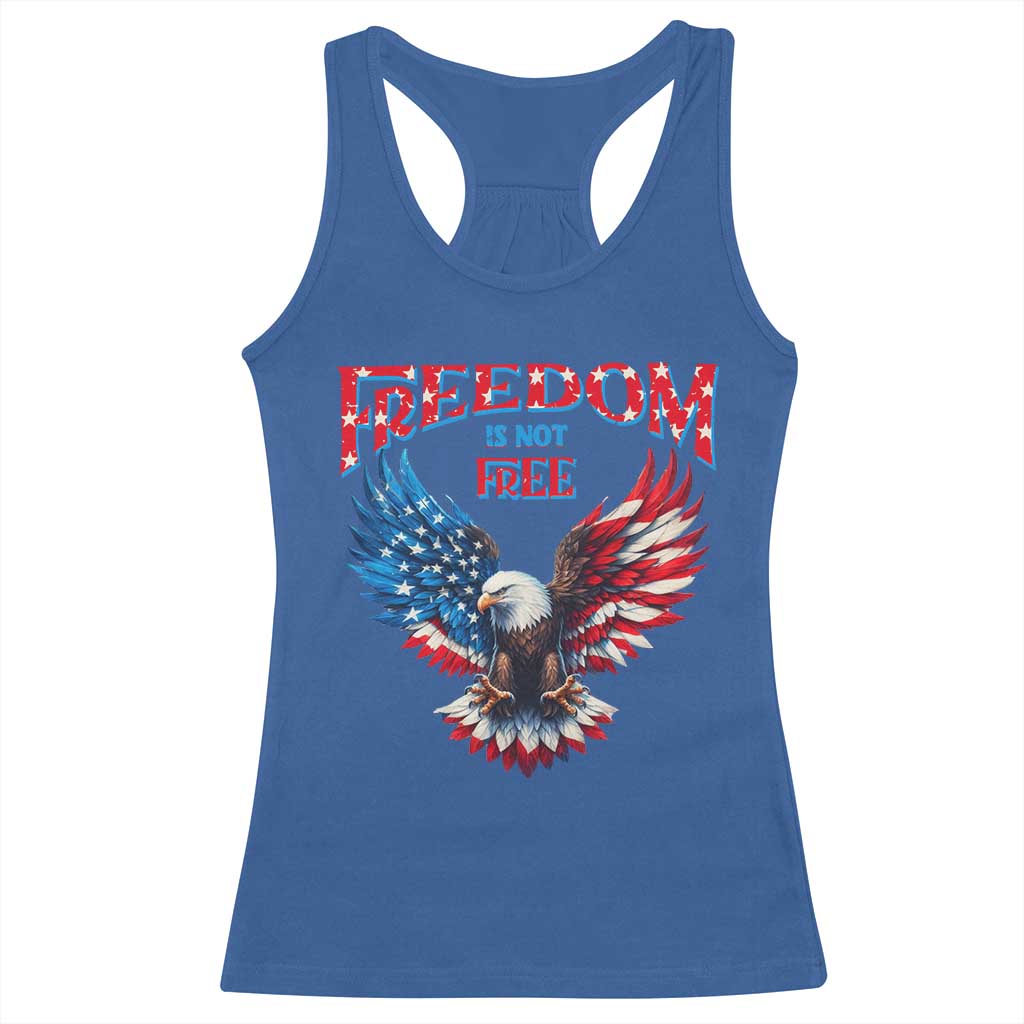 American Flag Bald Eagle Racerback Tank Top Patriotic Eagle 4th of July Freedom Is Not Free - Wonder Print Shop