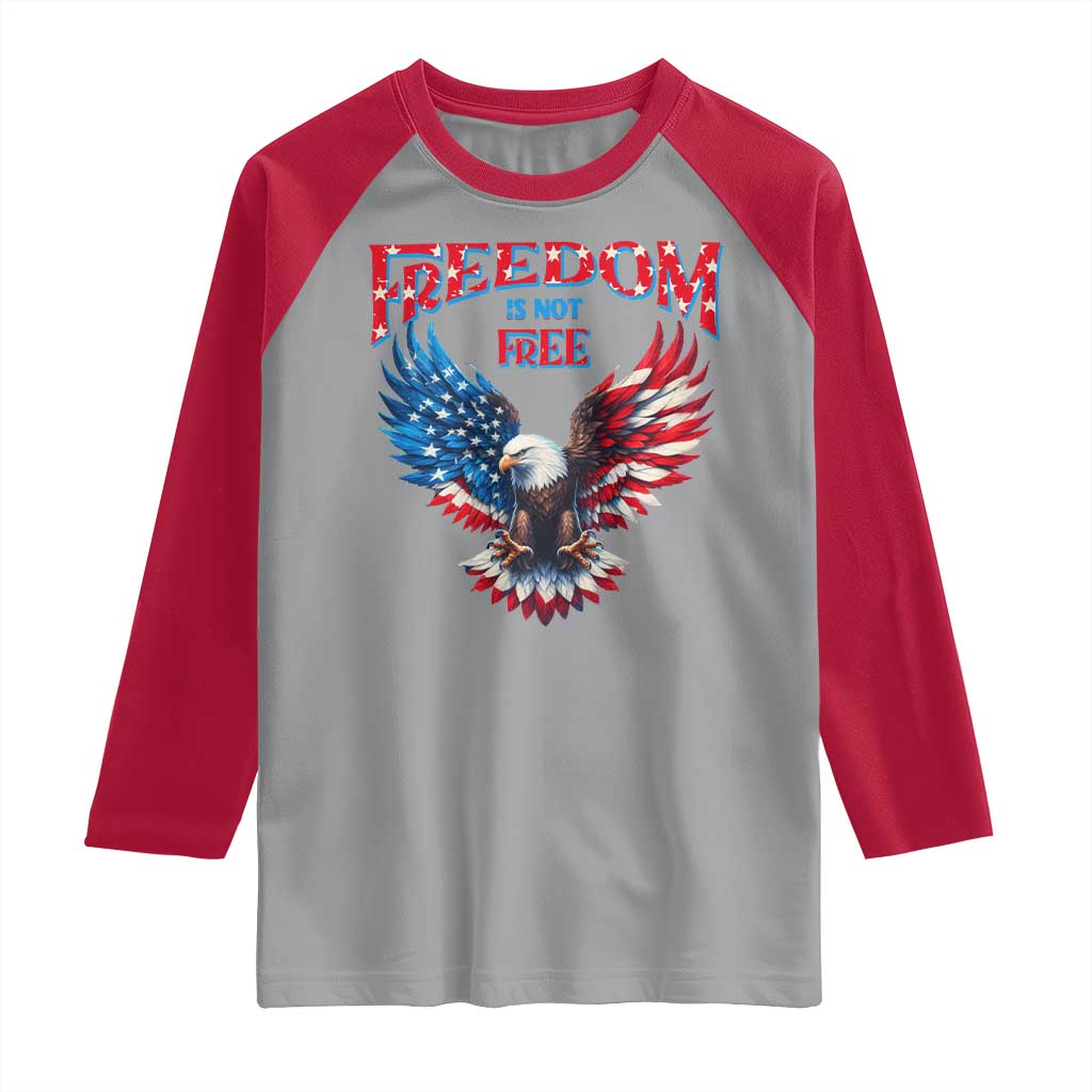 American Flag Bald Eagle Raglan Shirt Patriotic Eagle 4th of July Freedom Is Not Free - Wonder Print Shop