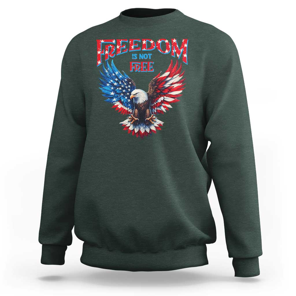 American Flag Bald Eagle Sweatshirt Patriotic Eagle 4th of July Freedom Is Not Free - Wonder Print Shop