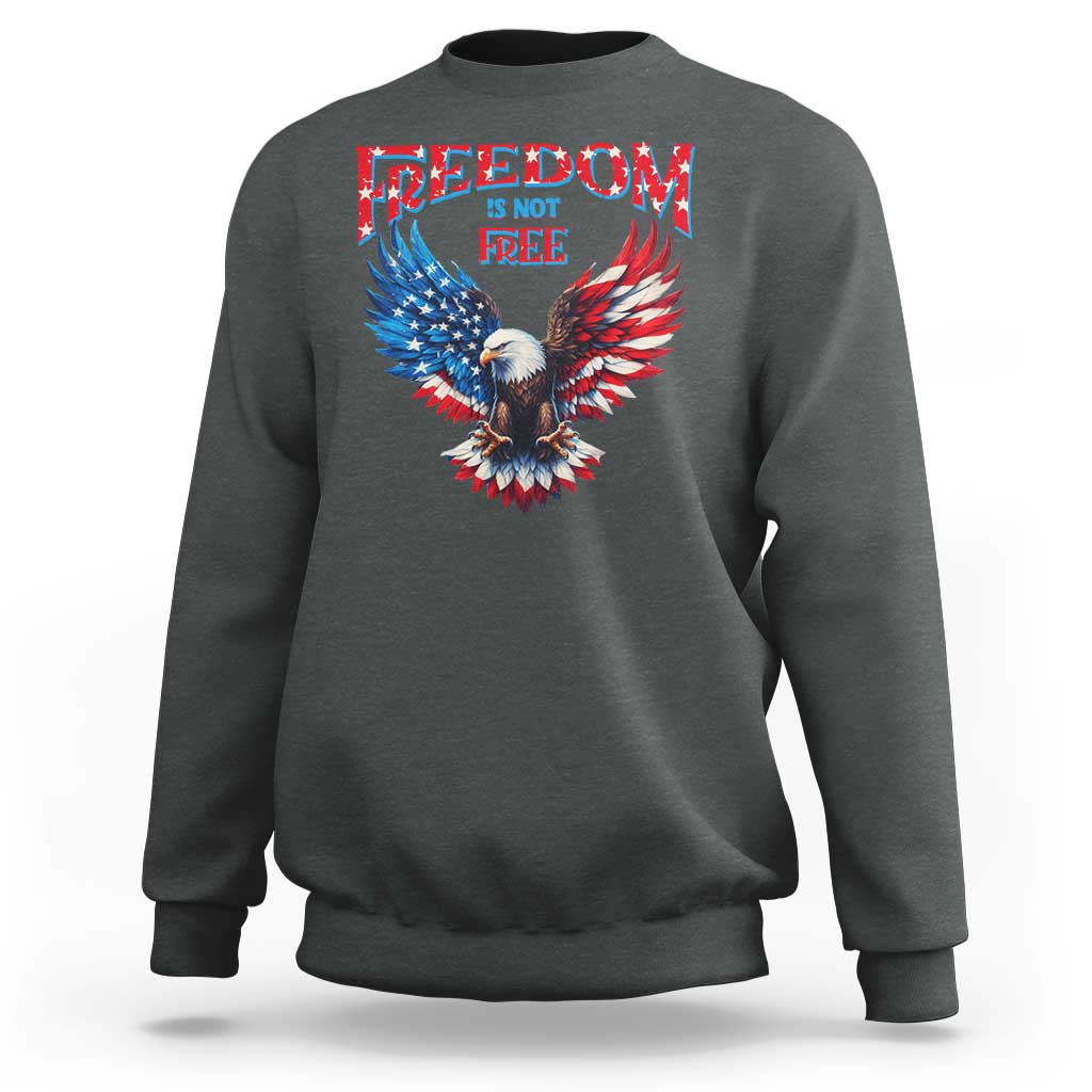 American Flag Bald Eagle Sweatshirt Patriotic Eagle 4th of July Freedom Is Not Free - Wonder Print Shop