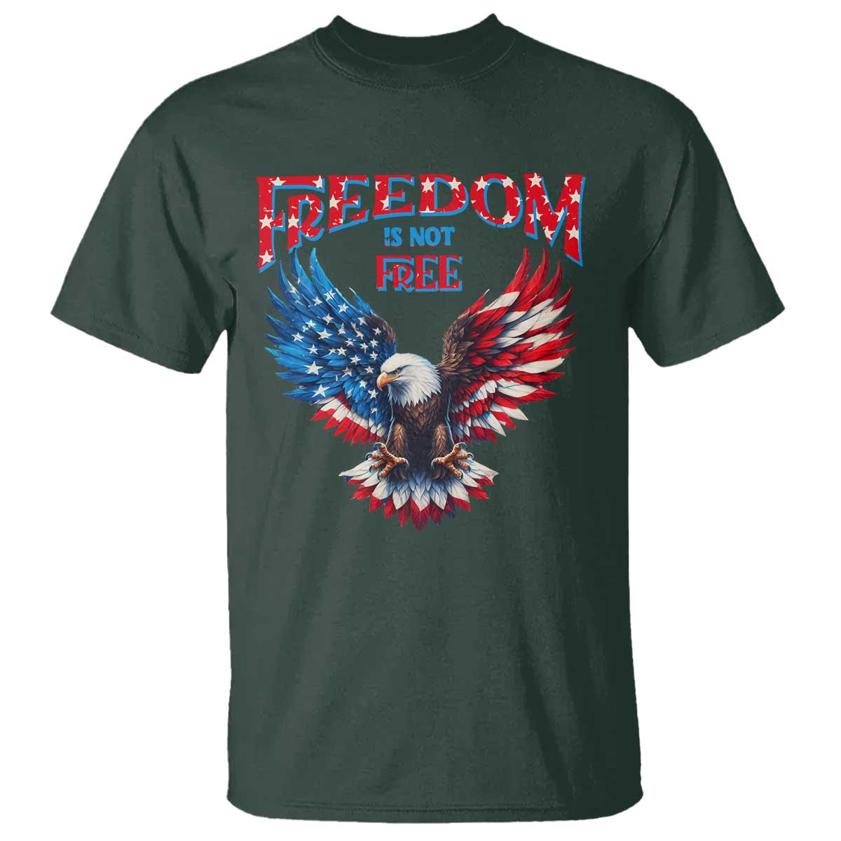 American Flag Bald Eagle T Shirt Patriotic Eagle 4th of July Freedom Is Not Free - Wonder Print Shop